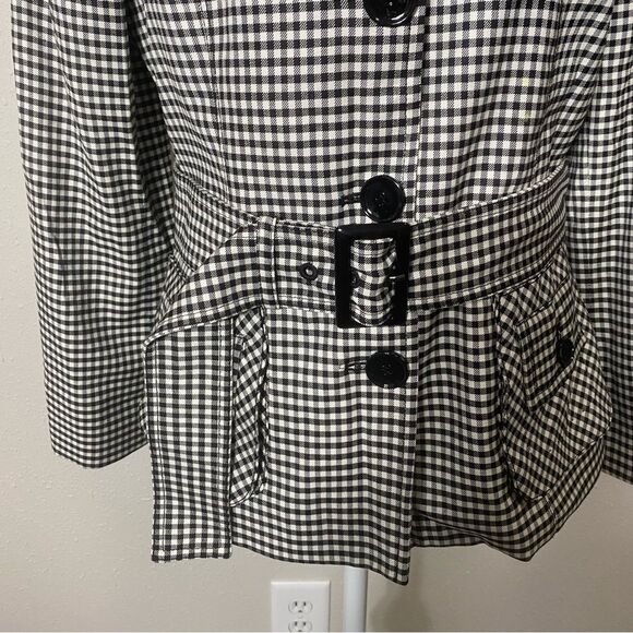 Carlisle Black & White Gingham Wool Blend Button Front Blazer/Coat Womens Size 8 - Picture 8 of 16